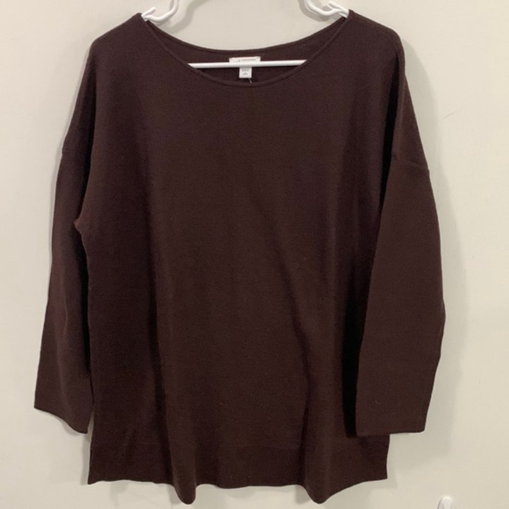 J Jill Burgundy / Spiced Wine Long Sleeve Merino Wool sweater NWT Size L Petite